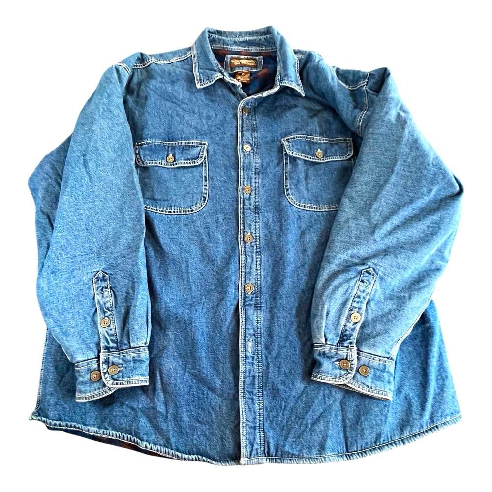 Levi's Men's 2XL Blue Denim Button Up Shirt Long Sleeve Pockets Point Collar